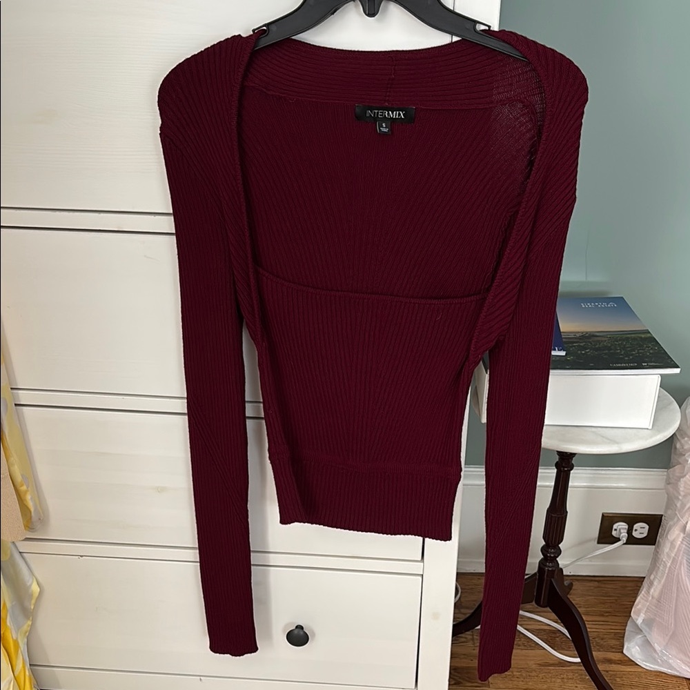 Intermix Burgundy Ribbed Cardigan